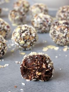 chocolate truffles with coconut flakes and chopped nuts