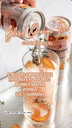 an advertisement for boo'd orange tea cocktails featuring two glasses filled with ice and garnish