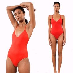 Mara Hoffman | Emma One Piece Red Bathing Suit Swimsuit Size Xs Cross-Over Back Swimwear Editor's Note Mara Hoffman's 'Emma' Swimsuit Is Made From Repreve Polyester - A Sustainable Textile Made From Recycled Plastic Bottles. It Has A Full-Coverage Silhouette With Adjustable Cross-Over Straps Along The Low-Cut Back. Style Yours Like A Bodysuit While En Route To The Beach. Fabric Is Texture And Does Stretch, Medium Weight. Such A Gorgeous & Sexy! Bathing-Suit! A Must Have In Your Wardrobe! Wear Mo Red Fitted V-neck Bodysuit, Fitted Red V-neck Bodysuit, Elegant Red Backless Swimwear, Elegant Fitted Red Swimwear, Red Elegant V-neck Swimwear, Elegant Red Beach Bodysuit, Elegant Red Bodysuit For Beach, Elegant Red Bodysuit For The Beach, Red Bathing Suit