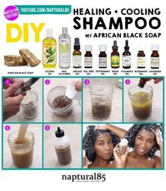 Diy African Black Soap, Black Soap Shampoo, Diy Shampoo Recipe, Homemade Natural Shampoo, Natural Hair Diy, Diy Shampoo, African Black Soap, Homemade Hair Products