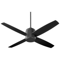 a black ceiling fan on a white background