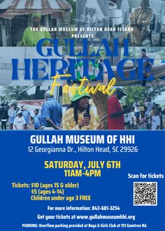 an event poster for the guliah museum of hhi with images of people