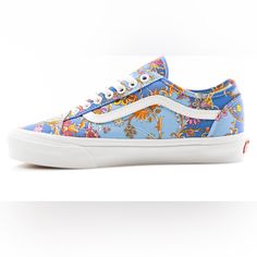 Vans Old Skool Women’s Sneakers Liberty Blue Floral Size 6 New Without Box Vans Floral Print Sneakers For Summer, Vans Floral Print Summer Sneakers, Light Blue Spring Sneakers, Blue Vans Sneakers For Spring, Casual Vans Sneakers With Floral Print, Vans Low-top Floral Print Sneakers, Spring Light Blue Vans Sneakers, Vans Old Skool Women, Canvas Sneakers Womens