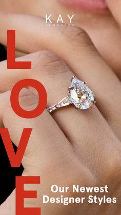 a woman's hand with a ring on it and the words love over her face