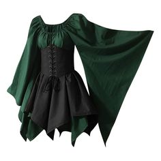 PRICES MAY VARY. Material:polyester, soft, breathable , comfortable to wear Renaissance Dress Costume Features: rish over dress, front lace- up,adjustable waist ties,Mid length. short sleeves, flared flounced large hem, high waist, 2 wide ruffles, elasticized neckline, sorceress sleeves,the Gothic High Waist Gown Dress that will make you the center of attention at any event Perfect for dress-up, role play, Halloween photos, Renaissance fair Costume, Pirate themed Dress, Wedding dress,Peasant cos Womens Sorceress Costume, Cheap Costume Accessories For Halloween Fantasy Events, Green Satin Dress Halloween, Viking Dress With Corset, Forest Fairy Dress Homecoming, Fairy Godmother Costumes For Women, Forest Green Elf Dress, Plus Size Cosplay Fairy, Renfaire Costume Plus Size