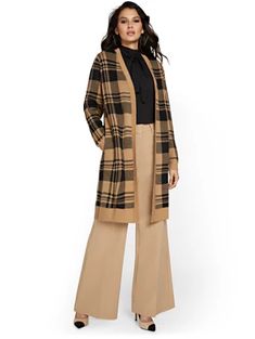 Shop Plaid Coatigan. Find your perfect size online at the best price at New York & Company. Plaid Design, Petite Fashion, Kimonos, Fabric Care, Duster Coat, Your Perfect, Trench Coat, Knitwear, Overalls