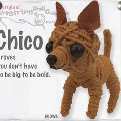 Handmade Chico the Chihuahua String Doll Keychain with a bold dog-inspired design featuring fabric tag and lobster clasp. Smallest Dog Breeds, Smallest Dog, Doll Character, Doll Keychain, Clothing Blogs, Voodoo Doll, Original Dolls, Gardening Outfit, Chef Gifts