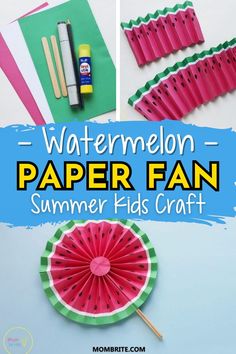 watermelon paper fan craft for summer kids to make and sell on the internet