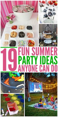 an outdoor party with lots of food and drinks