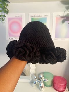 Fully customizable ruffle bucket hat: select "custom color" and enter the color you would like into the personalization box Ruffle Bucket Hat, Crochet Bob, Hat Handmade, Crochet Art, Acrylic Yarn, Fiber Art, Custom Color, Bucket Hat, The Selection