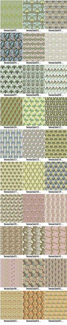 an assortment of knitted fabric patterns in various colors and sizes, including pinks, green