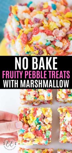 no bake fruity pebble treats with marshmallows are the perfect treat