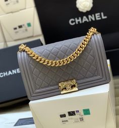 CHL Boy Handbag Gold Toned Hardware For Women 9.8in/25cm High Quality Leather Rectangular Bag, High Quality Rectangular Leather Bag, High-quality Rectangular Leather Bag, High Quality Rectangular Formal Bags, High Quality Rectangular Bags For Formal Occasions, High-quality Rectangular Bags For Formal Occasions, Luxury High-quality Leather Bags, Designer Formal Bags, Designer Formal Bags High Quality