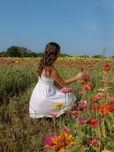 girl in flower field aesthetic Sitting In A Flower Field, Girl With Flowers Aesthetic, Southern Photoshoot, Garden Girl Aesthetic, Flower Girl Aesthetic, Girl In Flower Field, Flower Field Aesthetic, Girl Picking Flowers, Cottagecore Girl