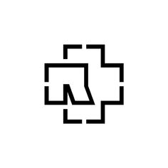 a black and white logo with the letter k in it's center, surrounded by squares