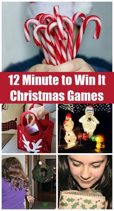 twelve minute to win it christmas games with candy canes and candies for kids