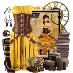 "Belle - Steampunk - Disney's Beauty and the Beast" by rubytyra on Polyvore Steampunk Belle, Lady Like, Disney Inspired Outfits, Fandom Fashion, Steampunk Cosplay, Disney Cosplay, Steampunk Accessories, Casual Cosplay, Steampunk Costume