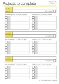 a printable worksheet for the project