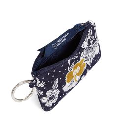 Our popular Zip ID Case is now combined with our Lanyard for the ultimate in hands-free organization. Keep ID, credit cards, cash, coins, etc. in the compact case and then loop the Lanyard around your neck. Vera Bradley Collegiate Zip ID Lanyard in Navy/White Rain Garden with University of Notre Dame Logo Notre Dame Logo, University Of Notre Dame, Id Lanyard, Backpack Lunch Bag, Duffel Bag Backpack, Notre Dame University, Rain Garden, Belt Purse, Stocking Stuffer Gifts