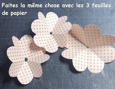 some paper flowers on a table with the words fates la meme chose aves 3 feuilles de papier