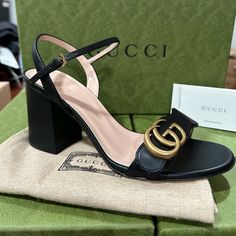 Brand: Gucci Choose Your Size Color: Black New With Box, Dust Bag Gucci Black Heels With Buckle Closure, Gucci Platform Sandals, Cognac Shoes, Gucci Flip Flops, Block Heel Mules, Gucci Sandals, Gucci Floral, Shoes Gucci, Floral Sandals