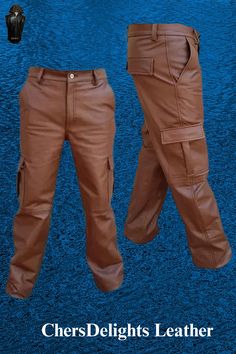 Versatile Brown Leather Cargo Pants with ample storage. Upgrade your wardrobe at ChersDelights Leather. Discover style & functionality. Big man sizes too. Full Length Leather Pants With Pockets, Leather Straight Leg Bottoms With Cargo Pockets, Leather Straight Leg Pants With Pockets, Fitted Brown Cargo Pants Full Length, Fitted Brown Full-length Cargo Pants, Fitted Full-length Brown Cargo Pants, Leather Cargo Pants With Straight Leg, Straight Leg Leather Pants With Cargo Pockets, Leather Trousers With Pockets