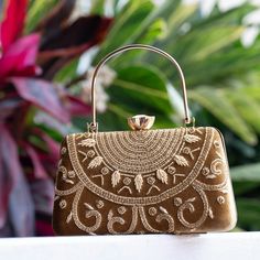 Sand Gold Luxury Bags, Clutch Purse For Women – Craft Bazaar Craft Bazaar, Gifts For Daughters, Bazaar Crafts, Women Crafts, Bead Sewing, Beaded Boxes, Potli Bags, Gold Luxury, Bags Leather Handbags