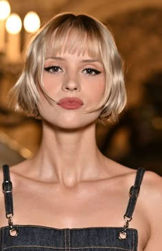 Platinum Blonde French Bob, Super Short Blonde Bob, Bobby Haircut, Blonde Bob Dark Roots, Blond Bob With Bangs, Very Short Blonde Hair, Blonde Bob Bangs, Short Blonde Bob With Bangs, Fancy Haircut