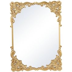 an ornate gold framed mirror on a white background