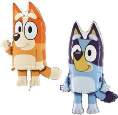 two inflatable toys that look like cartoon characters