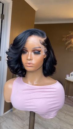 Bob With Volume Black Women, 10 Inch Hairstyles, Curled Bob Wedding Hair, Wand Curls On Short Hair Black Women, Bob Curls Hairstyles, Summertime Hairstyles Black Women, Mid Length Hairstyles For Black Women, Short Hairstyle Women Black Woman Weave, Mother Of The Bride Hair Bob