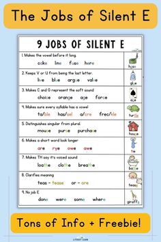 the jobs of silent e worksheet for students to use in their classroom or home