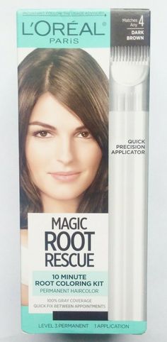 LOREAL Magic Root Rescue Touch Up Hair Color for Gray Hair Coverage 4 Dark Brown. Loreal Paris Feria, Temporary Hair Color Spray, Medium Golden Brown, Frosted Hair, Grey Hair Coverage, Hair Color Spray, Root Concealer, Root Color, Covering Gray Hair