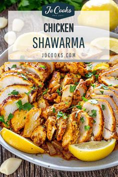 oven roasted chicken shawarma with lemons and parsley