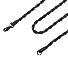 Men's Stainless Steel Black Rope Chain Necklace This classic rope chain, crafted of durable stainless steel, features a handsome black plating that will make it a favorite "go-to" accessory for many years to come.        Approx. 28"L x 1/8"W      Made of stainless steel; black plating     Lobster claw clasp Black Rope Chain Necklace As Gift, Black Link Stainless Steel Necklaces, Black Rope Chain Necklace For Gift, Black Stainless Steel Chain Necklace With Adjustable Chain, Black Stainless Steel Chain Necklace With Lobster Clasp, Black Stainless Steel Necklace With Lobster Clasp, Adjustable Black Chain Necklace With Lobster Clasp, Rope Chain Necklace, Black Rope