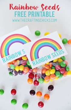 rainbow seed packets with free printables for the kids to make them look like they are