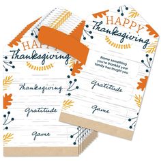 two thanksgiving cards on top of each other with the words happy thanksgiving written on them