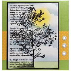 a card with an image of a tree on it