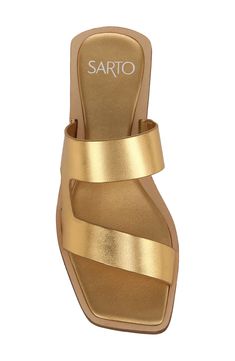 Gold Leather Sandals With Arch Support, Gold Double Strap Sandals For Spring, Gold Sandals With Arch Support For Spring, Gold Leather Double Strap Sandals, Gold Double Strap Leather Sandals, Modern Gold Sandals For The Beach, Gold Shoes Outfit, Kutch Work Designs, Gold Slides