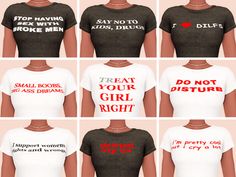 six different types of t - shirts that say i love you, don't try to