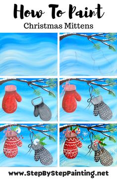 how to paint christmas mittens with step by step painting instructions for kids and adults