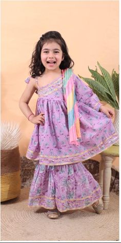 Kids Indian Ethnic Wear Sharara Kurti, Kids Dress Patterns, Ethnic Patterns, Indian Ethnic Wear, Clothing Sets, Ethnic Wear, Dress Patterns, Kids Clothing, Kids Dress