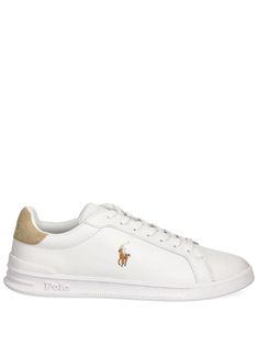 white/beige leather front lace-up fastening contrasting branded heel counter signature Polo Pony motif logo-debossed tongue round toe branded insole logo at the sole flat rubber sole Ralph Lauren Heritage, Polo Pony, Balenciaga Track, Office Bag, Balenciaga Triple S, Custom Watch, Derby Shoes, Athletic Sneakers, Espadrille Shoes