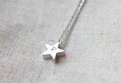 Personalized initial silver Star Necklace  S23002 by Ringostone, $13.00 Initial Pendant Necklace With Star Charm As Gift, Star Charm Initial Pendant Necklace As Gift, Star-shaped Necklace For Mother's Day Gift, Silver Star Necklace For Mother's Day, Mother's Day Star-shaped Necklace Gift, Mother's Day Star Shaped Necklace Gift, Mother's Day Star Shaped Gift Necklace, Personalized Star Necklaces For Mother's Day, Personalized Star Necklaces For Birthday Gift