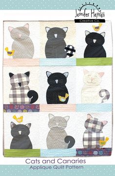 an image of cats and canariess quilt pattern