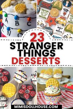 the cover of 23 strange things desserts is featured in this collage with text overlay