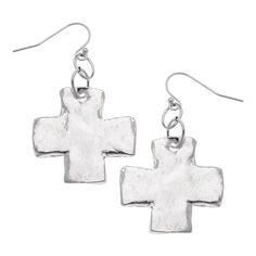 Silver Cross Earrings - Horse Country Trading Company Cheap Cross-shaped Earrings, Silver Cross Stud Earrings, Uo Cross Earrings, Large Silver Cross Earrings, Cheap Pierced Cross-shaped Earrings, Silver Cross Earrings, Cross Earrings, Silver Cross, Ear Jewelry