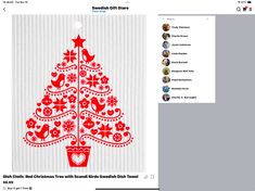 a red christmas tree with birds and hearts on it is featured in an instagram