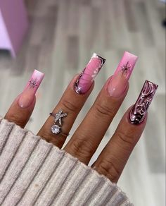 Girly Acrylic Nails Designs, Pink Abstract Nails, Nicki Minaj Nails, Be Girly, Pink Chrome Nails, Acrylic Toe Nails, Pink Chrome, Drip Nails