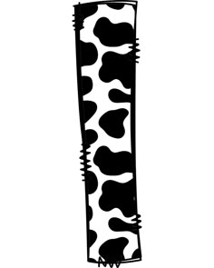 a black and white drawing of a cow print pattern with spikes on it's sides